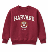 Harvard kids crest crewneck sweatshirt in sport maroon with Harvard logo and Est 1636 design