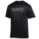 MIT Engineers black Champion t-shirt featuring a classic screen-printed logo. Comfortable, durable collegiate tee for students, alumni, and fans.