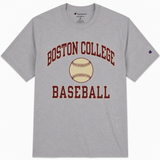 Sport Grey Champion Boston College Baseball T-shirt with maroon and gold collegiate lettering and baseball graphic.