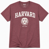 Harvard University Crest Gildan Softstyle T-Shirt in Heather Maroon