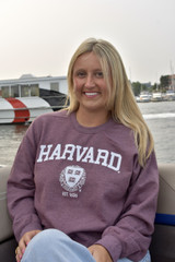 Harvard University Heather Maroon Gildan crewneck sweatshirt featuring white Harvard lettering and Harvard crest graphic with Est. 1636 design on the front.