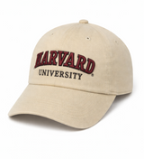 Harvard youth baseball cap beige/putty with embroidered Harvard University logo.