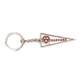 Harvard pennant keychain with Harvard shield and maroon lettering on white pennant.