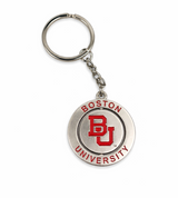 Boston University BU spinner keychain with Terrier mascot and logo metal design.