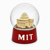Officially licensed MIT snow globe featuring the Massachusetts Institute of Technology Great Dome on a crimson base with raised white MIT lettering. Perfect collectible souvenir and gift.