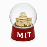 Officially licensed MIT snow globe featuring the Massachusetts Institute of Technology Great Dome on a crimson base with raised white MIT lettering. Perfect collectible souvenir and gift.