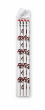 4 pack of Harvard pencils with white barrel and Harvard shield logo