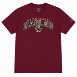 Maroon Champion Boston College Eagles unisex T-shirt with BC Eagles logo and Champion sleeve logo.