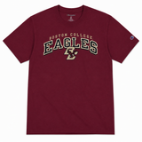 Maroon Champion Boston College Eagles unisex T-shirt with BC Eagles logo and Champion sleeve logo.
