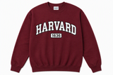 Harvard Appliqué Crew Sweatshirt in Maroon and Sport Grey with 1636 detail, adult collegiate crewneck fleece sweatshirt.