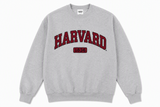 Harvard Appliqué Crew Sweatshirt in Maroon and Sport Grey with 1636 detail, adult collegiate crewneck fleece sweatshirt.