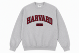 Harvard Appliqué Crew Sweatshirt in Maroon and Sport Grey with 1636 detail, adult collegiate crewneck fleece sweatshirt.