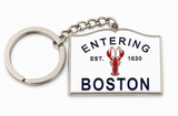 Entering Boston EST. 1630 souvenir keychain with red lobster and silver-tone key ring