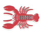 Red Boston lobster souvenir magnet with googly eyes and Boston lettering