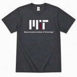 Officially licensed MIT Logo Gildan® Charcoal Heather T-shirt featuring the Massachusetts Institute of Technology logo. Soft cotton blend tee available in adult sizes S–2X.
