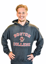 Champion Boston College Eagles granite gray unisex hooded sweatshirt with screen-printed BC logo