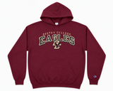 Boston College BC Eagles maroon hooded sweatshirt with bold screen print logo. Comfortable fleece hoodie perfect for students, alumni, and fans. Shop official BC apparel.