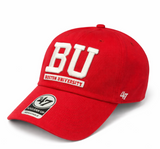 Boston University BU red Clean Up cap by 47 Brand with embroidered logo and adjustable strap back.