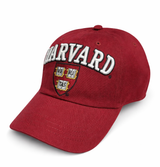 Maroon Harvard University adjustable cap with embroidered Harvard lettering and Harvard shield.