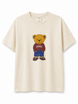 Comfort Wash Harvard Bear T-Shirt - Vintage Cream Collegiate Graphic Tee