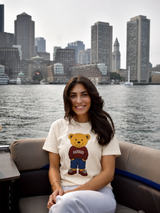 Comfort Wash Harvard Bear T-Shirt - Vintage Cream Collegiate Graphic Tee