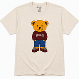 Comfort Wash Harvard Bear T-Shirt - Vintage Cream Collegiate Graphic Tee