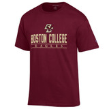 Adult maroon Champion T-shirt featuring the Boston College Eagles logo and gold lettering