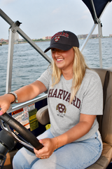 Sport Grey Gildan unisex Harvard University T-shirt featuring maroon Harvard lettering, crest and Est. 1636 design.