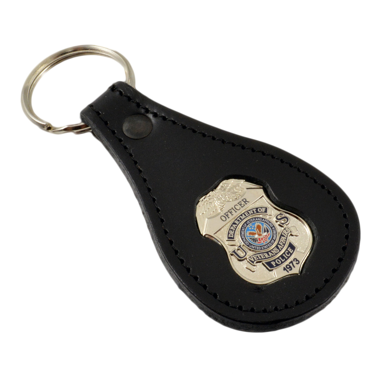 Random Key Police Veterans Affairs Police Mini Badge Leather Key Ring | DVA Police Key Holder