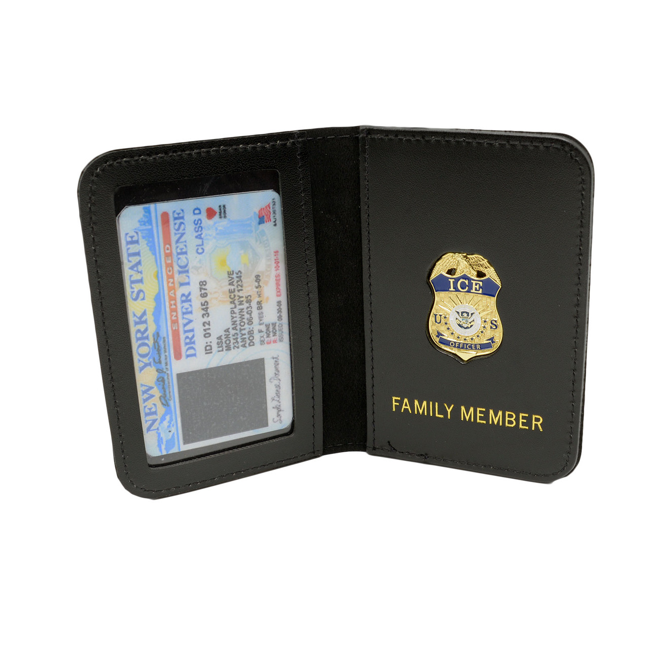 ICE Officer Family Member Badge Leather ID Wallet Case