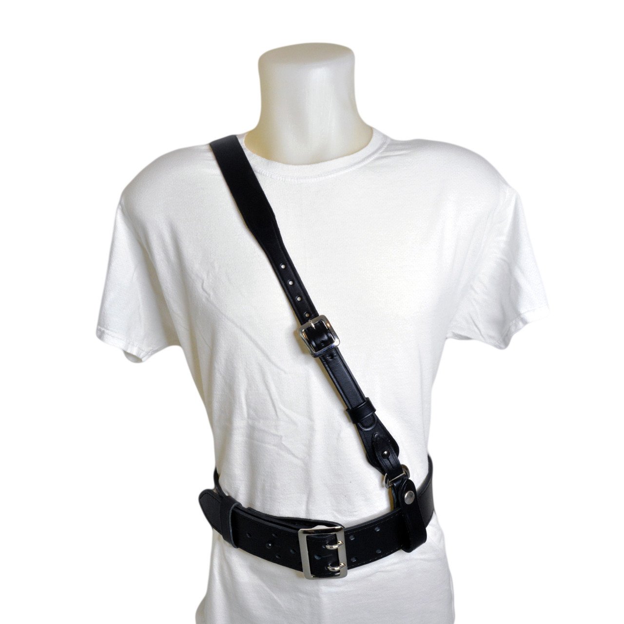 5759 Sam Browne Shoulder Strap 1 1/4 Inch Leather Cross Includes 2 Jay Pee Sam Browne White Leather Cross Strap Belt Combo  main image 2