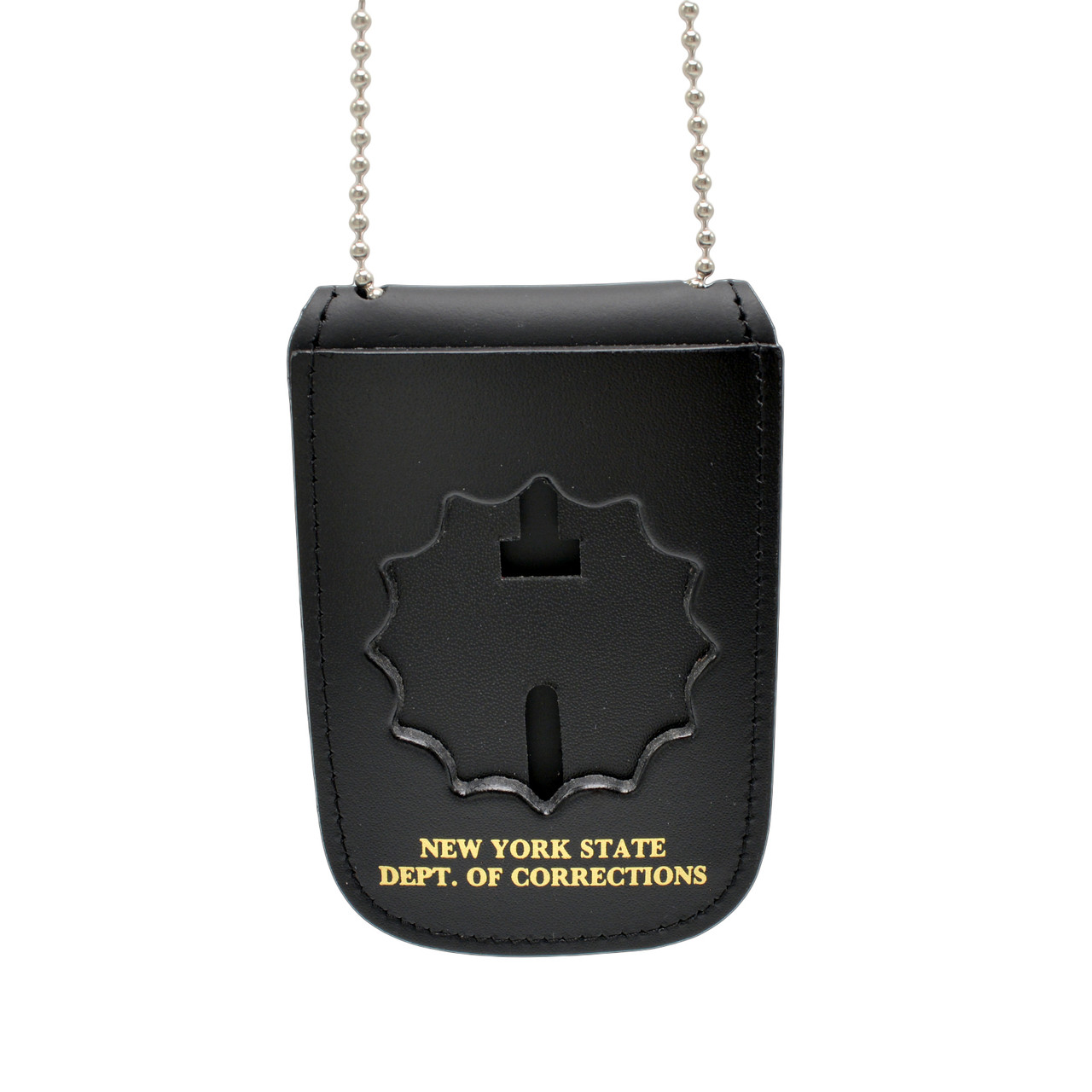 NYDOCCS Leather Neck Badge Holder with Chain | Leather Badge