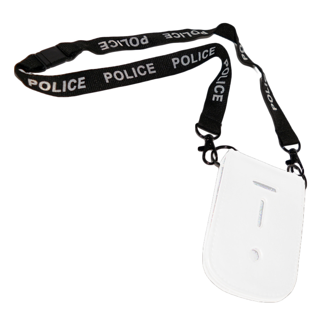 Perfect Fit Universal Leather Badge & ID Holder With Neck Chain - Black, For Police, Security, CWP