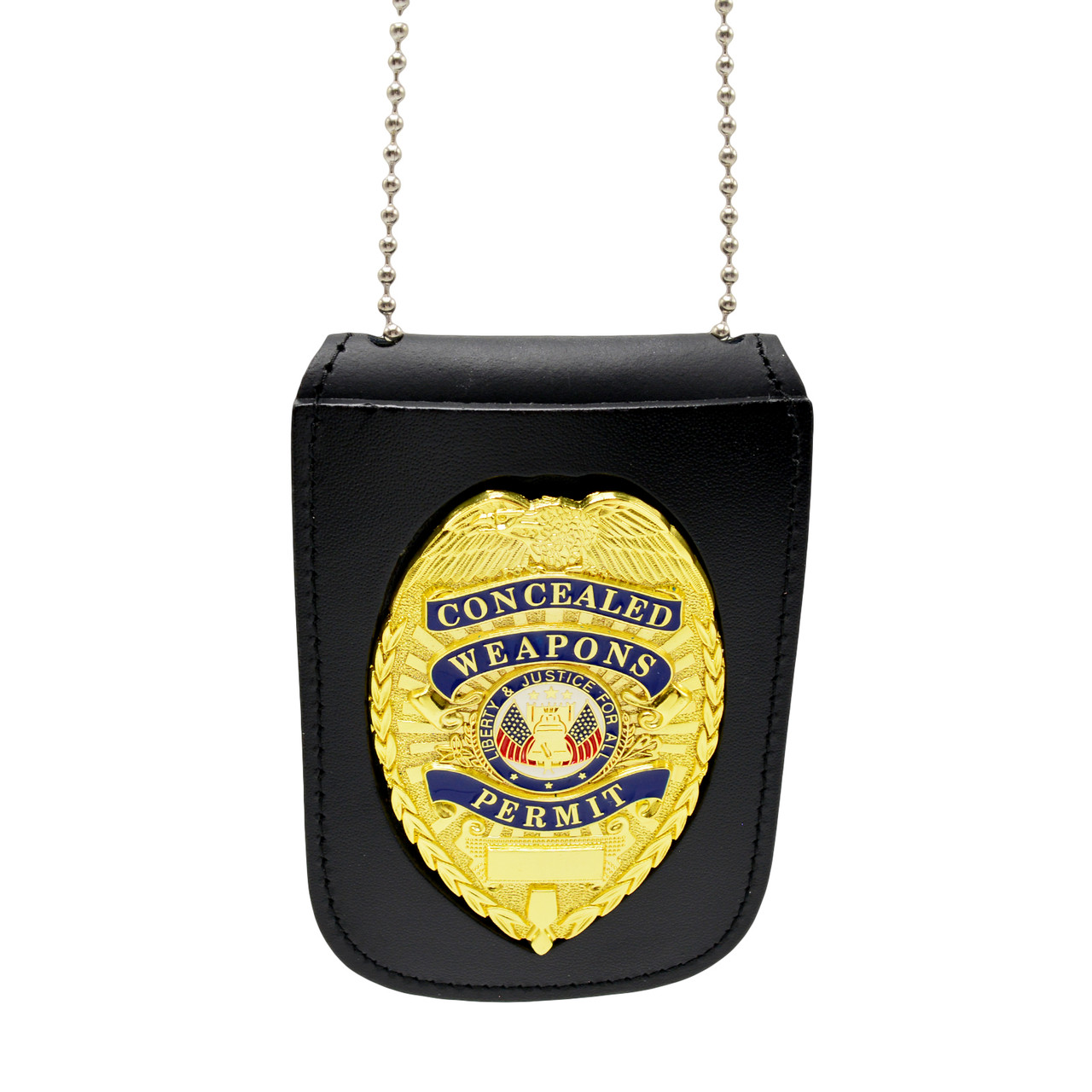 ID Badge Black Bifold Wallet, Concealed Carry Weapon Badge Wallet