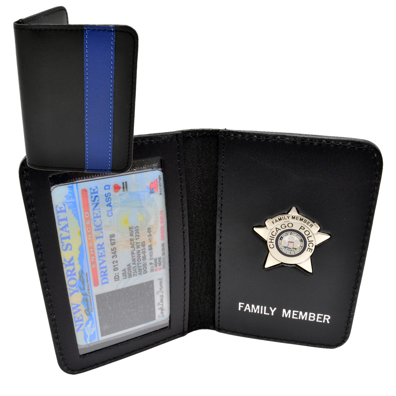 Thin Blue Line Chicago Police Mini Badge Family Member Wallet