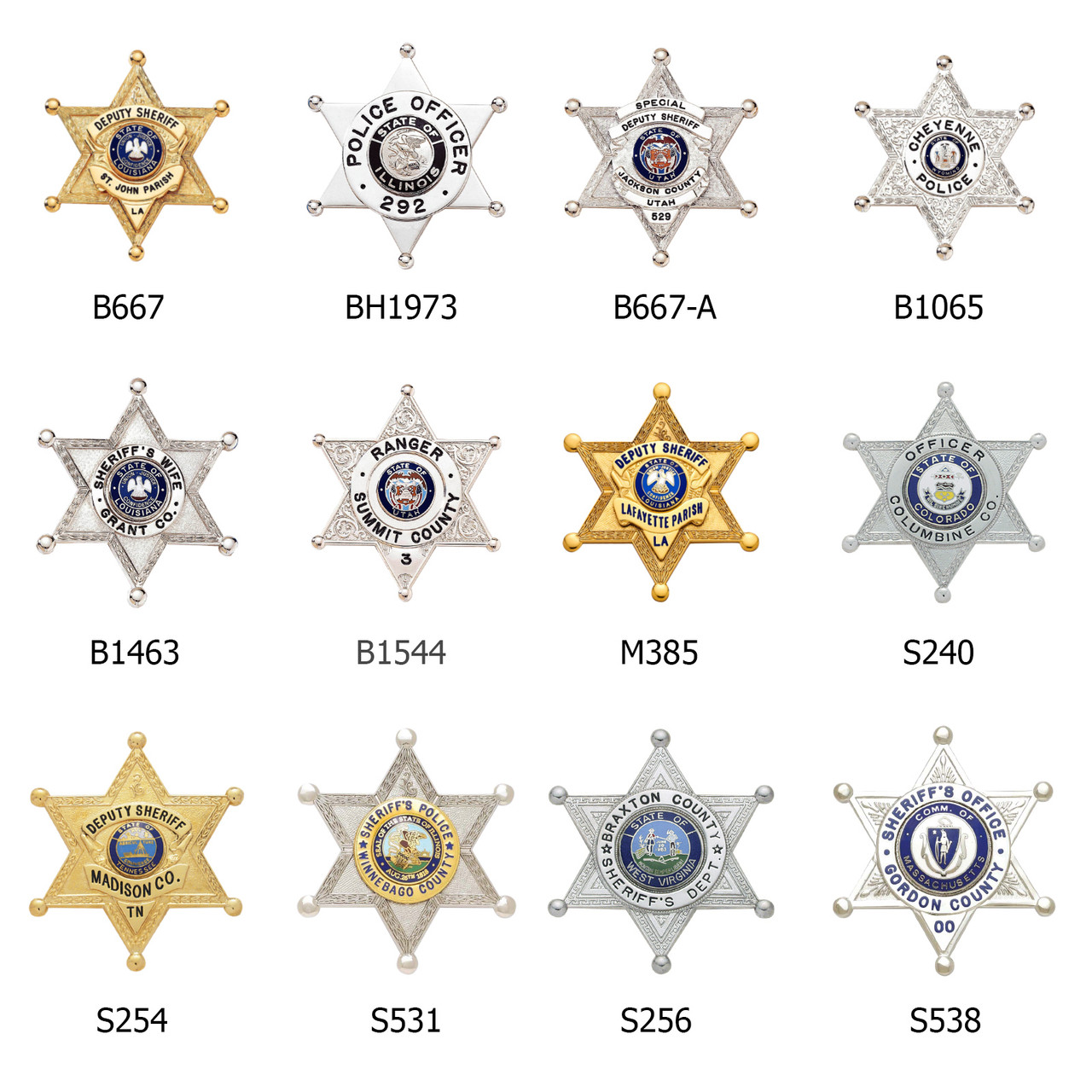 6 Point County Sheriff Star Badge Wallet B667 Shield Wallet S254