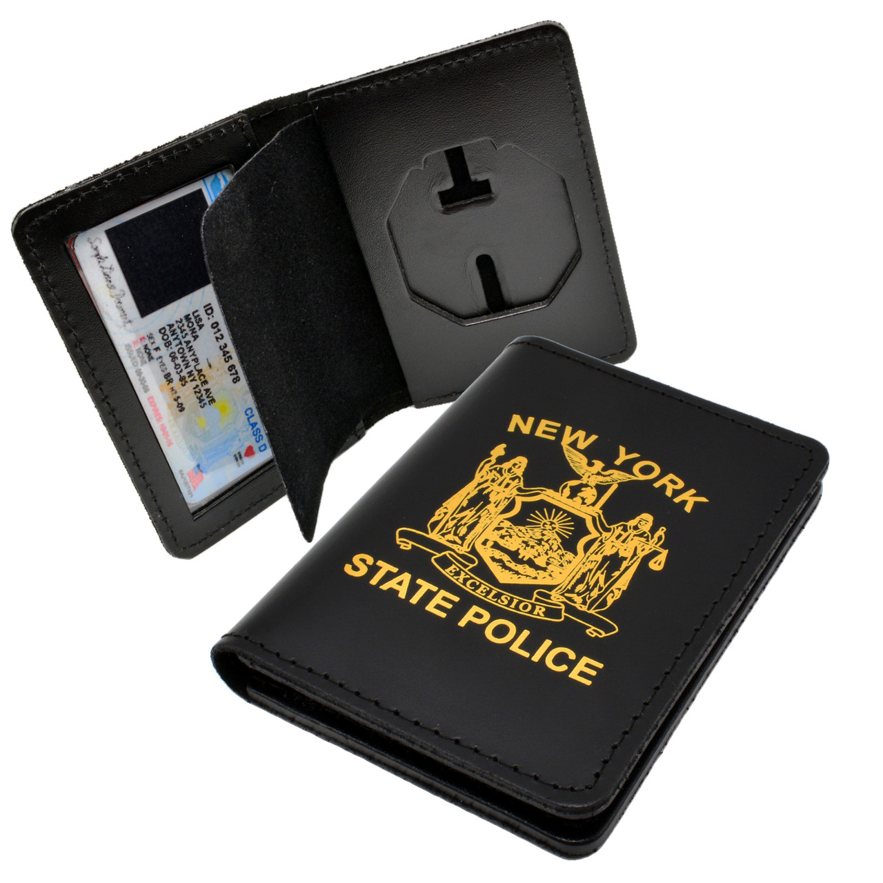 NYSP Badge and Credential Case | NY State Trooper Leather Badge Holder