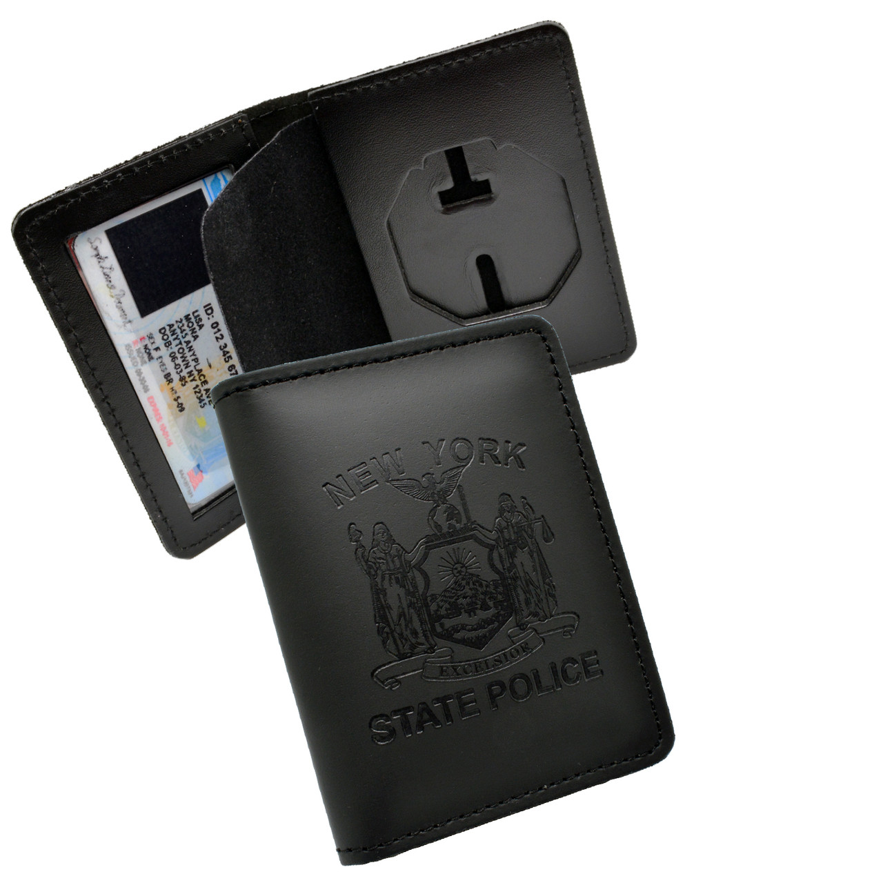 NYSP Badge and Credential Case | NY State Trooper Leather Badge Holder