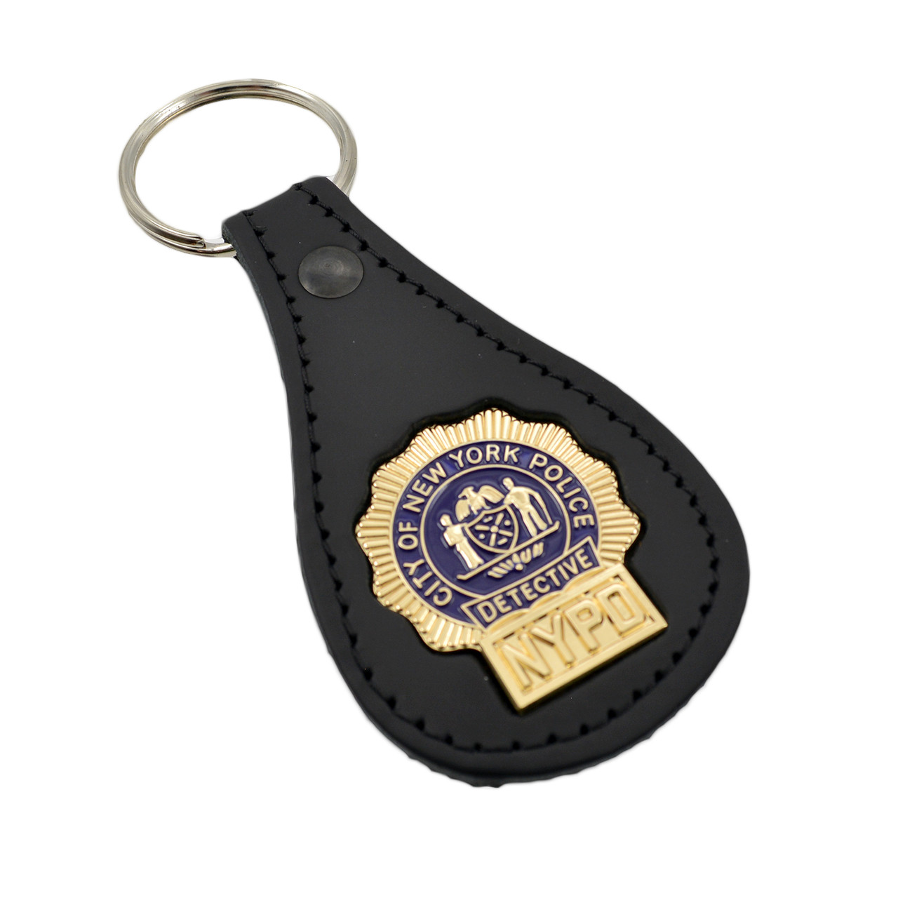 NYPD Mini Badge Leather Key Ring | New York Police Department Key Fob