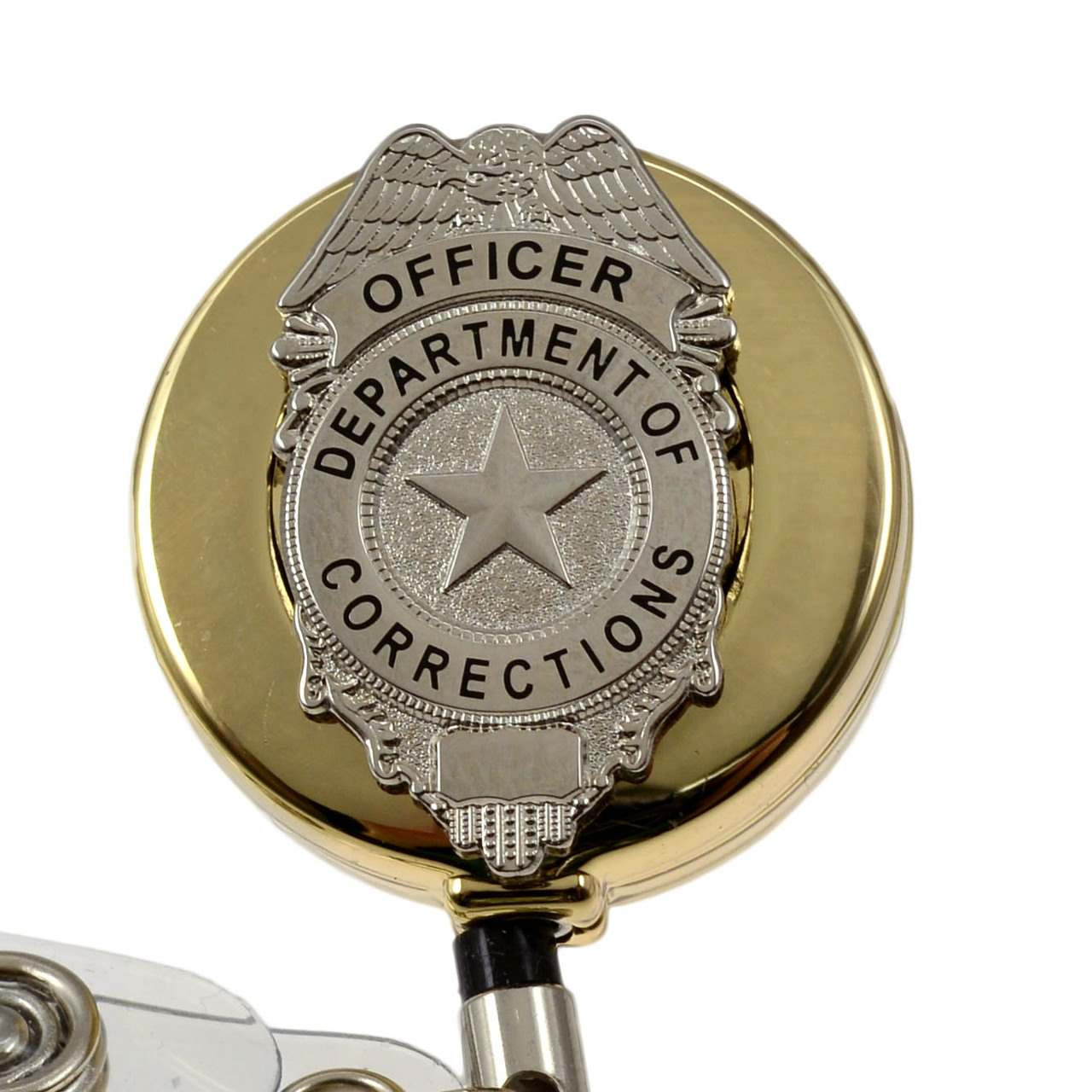 Corrections Officer Mini Badge Retractable ID Holder Reel