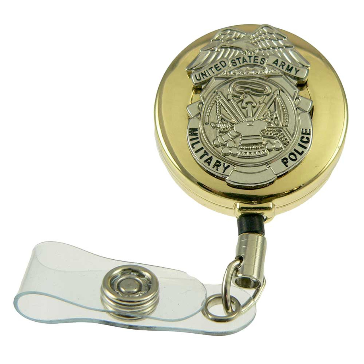 Army Military Police Mini Badge Retractable ID Holder Reel