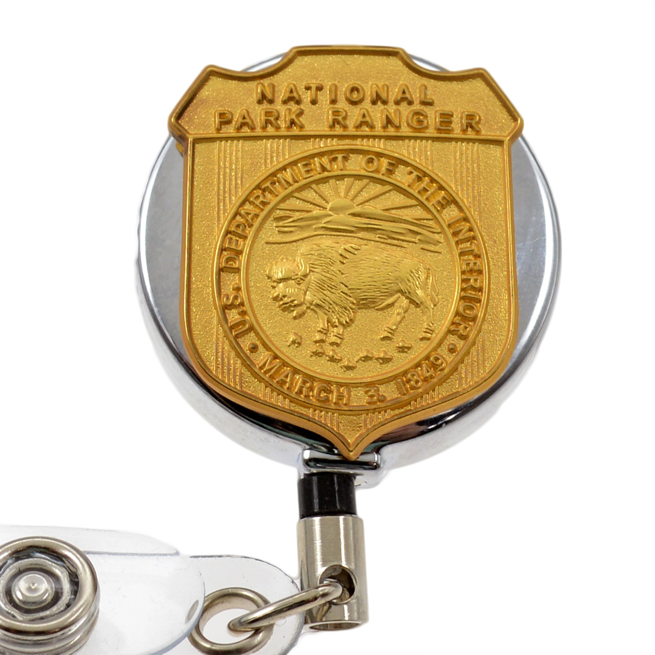 National Park Service Ranger Retractable Badge Reel ID Holder (Gold)