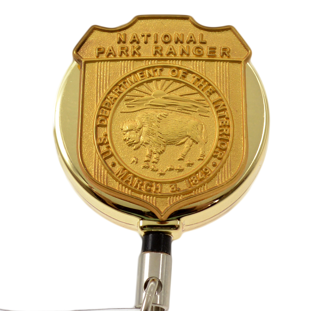 National Park Service Ranger Retractable Badge Reel ID Holder (Gold)