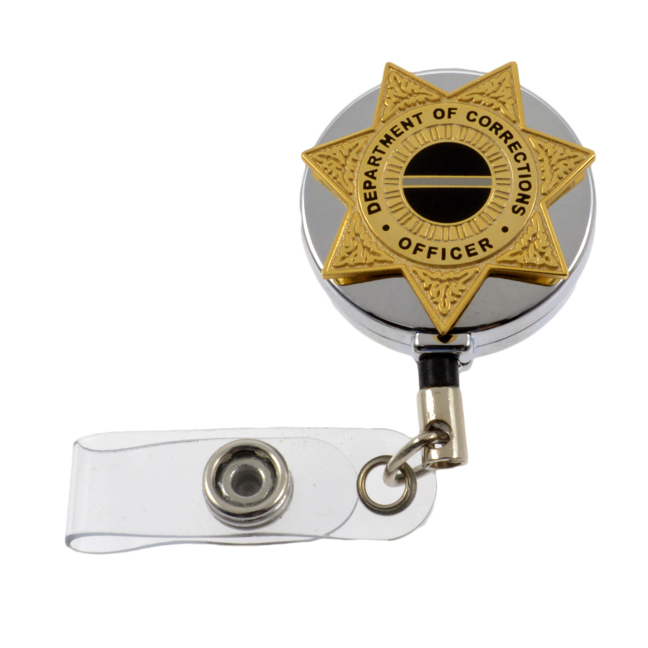 7 Point Star Corrections Officer Retractable Badge Reel (Gold)