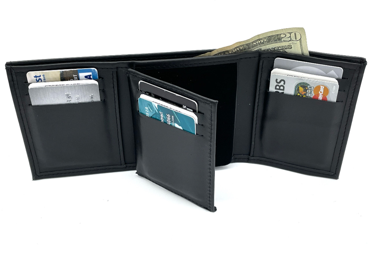 Essential Trifold Badge Wallet, Black