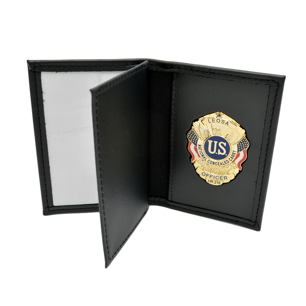 Perfect Fit LEOSA HR218 Concealed Carry Badge Leather Double ID Case