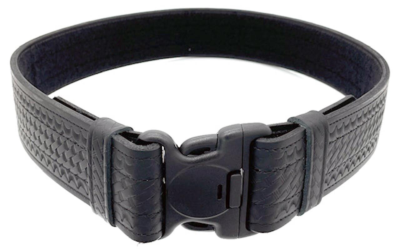 BLACK LEATHER VELCRO-CLOSURE BELT