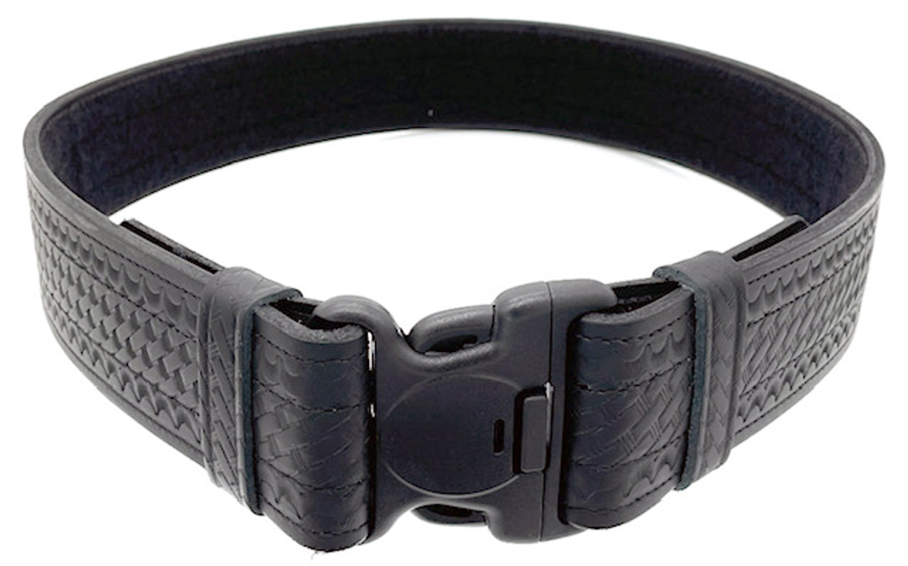 4 Stitch Leather Duty Belt with Full Hook or Loop Lining & Cop Lock Buckle