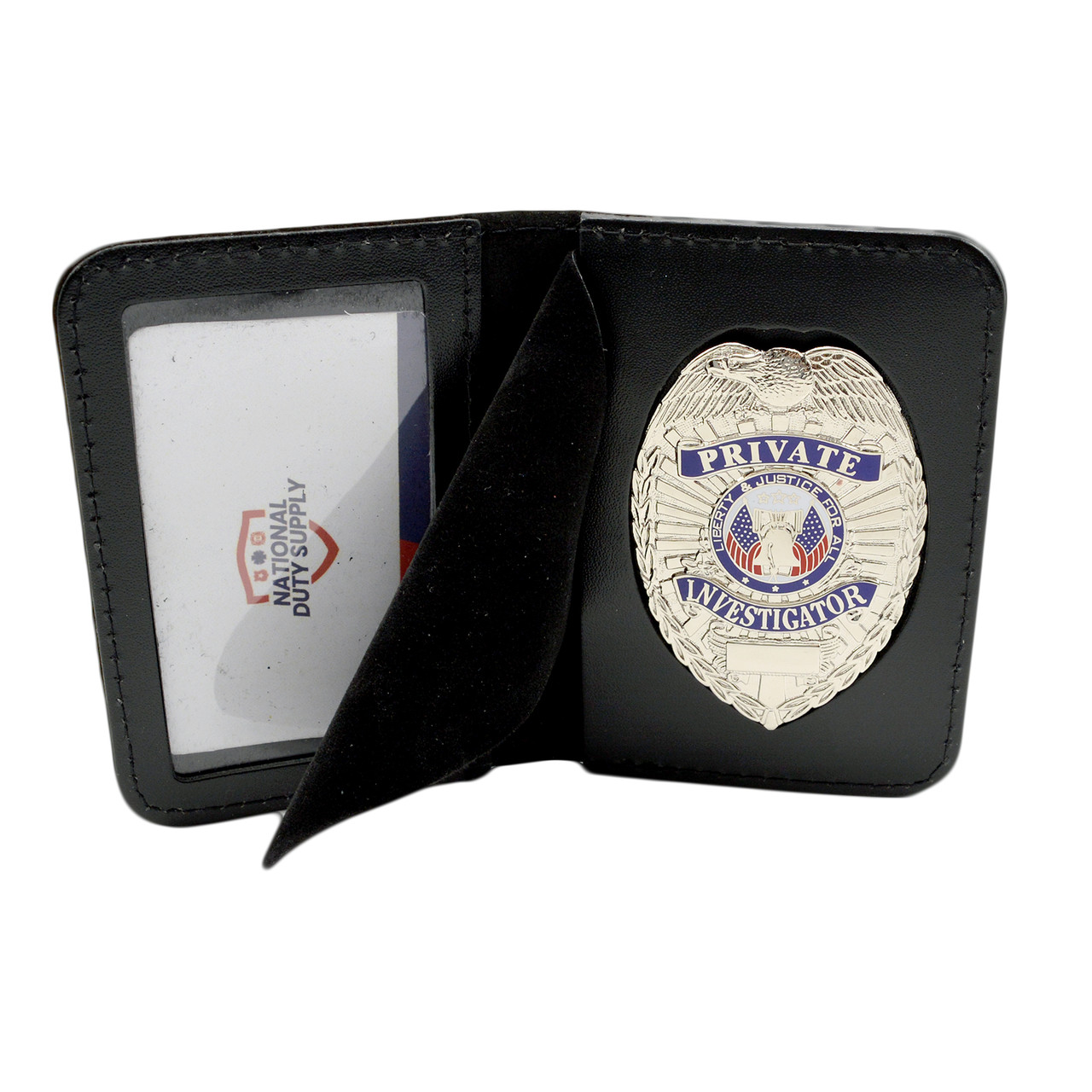 Private Investigator Badge with Leather Case | PI Badge Case