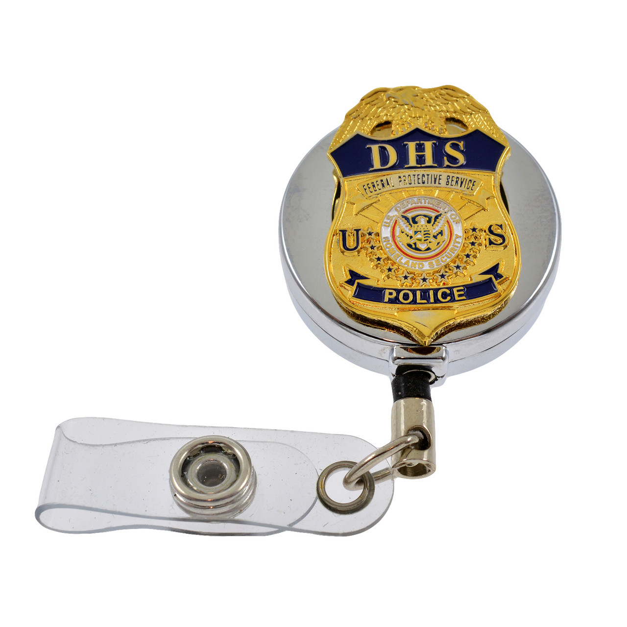 DHS FPS Police Mini Badge Retractable ID Holder Reel